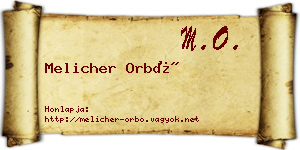 Melicher Orbó névjegykártya
